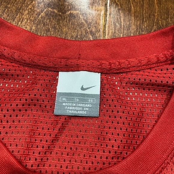 Nike Y2K Vintage Basketball Workout Mesh Sleeveless Shirt Red White Sz XL - Picture 7 of 7
